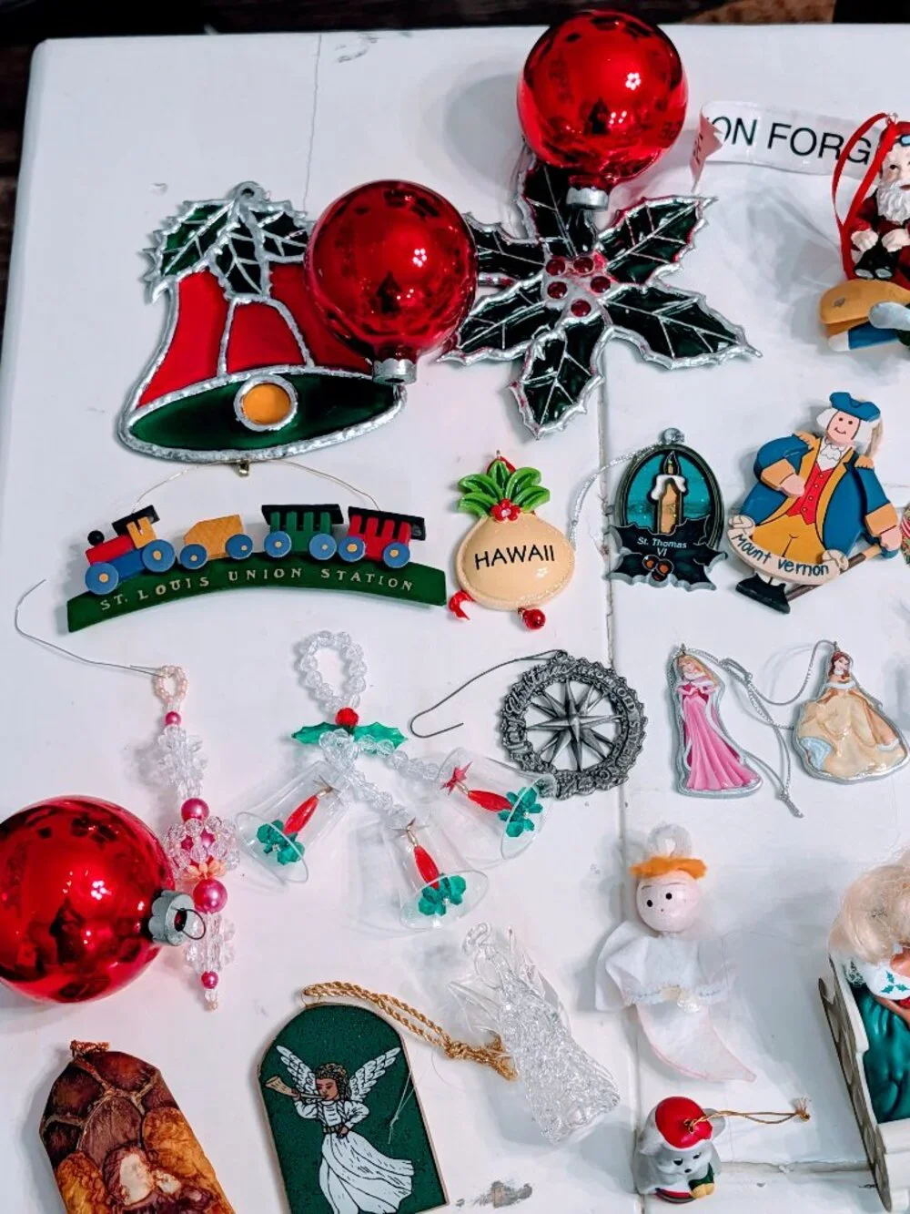 Lot of 68 VTG Christmas Ornaments 80s 90s Santa Disney Pooh Barbie Angels Retro